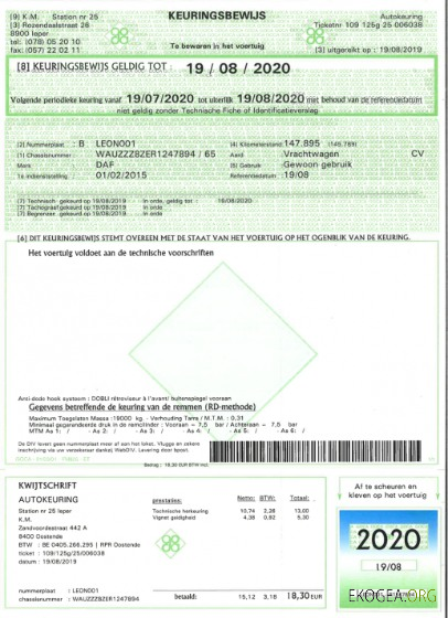 Certificat d'immatriculation belge template